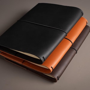 Navulbaar en aanpasbaar leren notitieboek in Midori-stijl, verkrijgbaar in A4/A5/A6-formaat. Reisdagboek