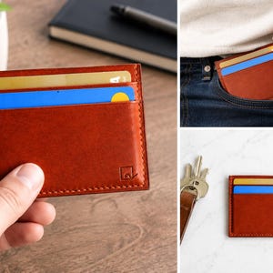 Découvrez notre portefeuille fin en cuir, conçu pour homme ou femme, alliant élégance et praticité. Fabriqué à la main avec un cuir 100 % premium, cet accessoire sophistiqué dispose d'une capacité de rangement pour environ 4 cartes de crédit. Son design épuré et chic s'adapte parfaitement à votre style au quotidien. Offrez-vous ou à un proche ce portefeuille artisanal, alliant style et fonctionnalité. Parfait pour un usage quotidien ou comme cadeau spécial!