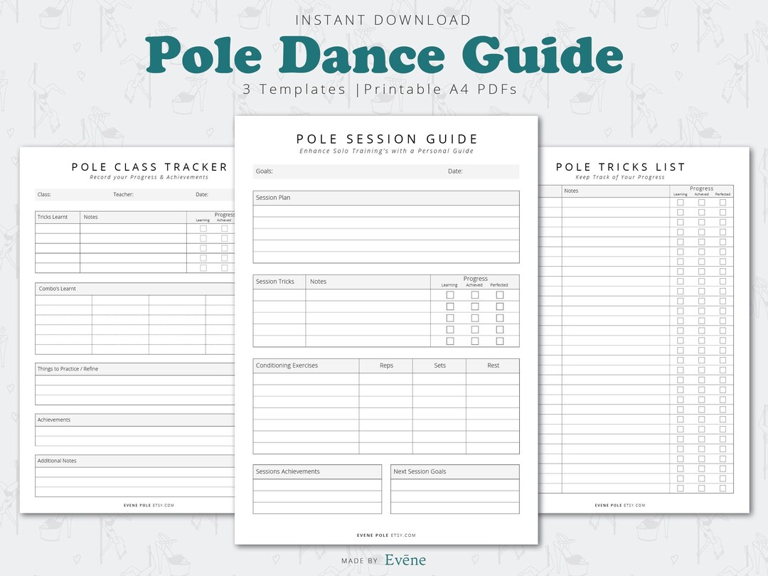 Pole Dance Progression Guides Pole Tricks List Pole Class Etsy