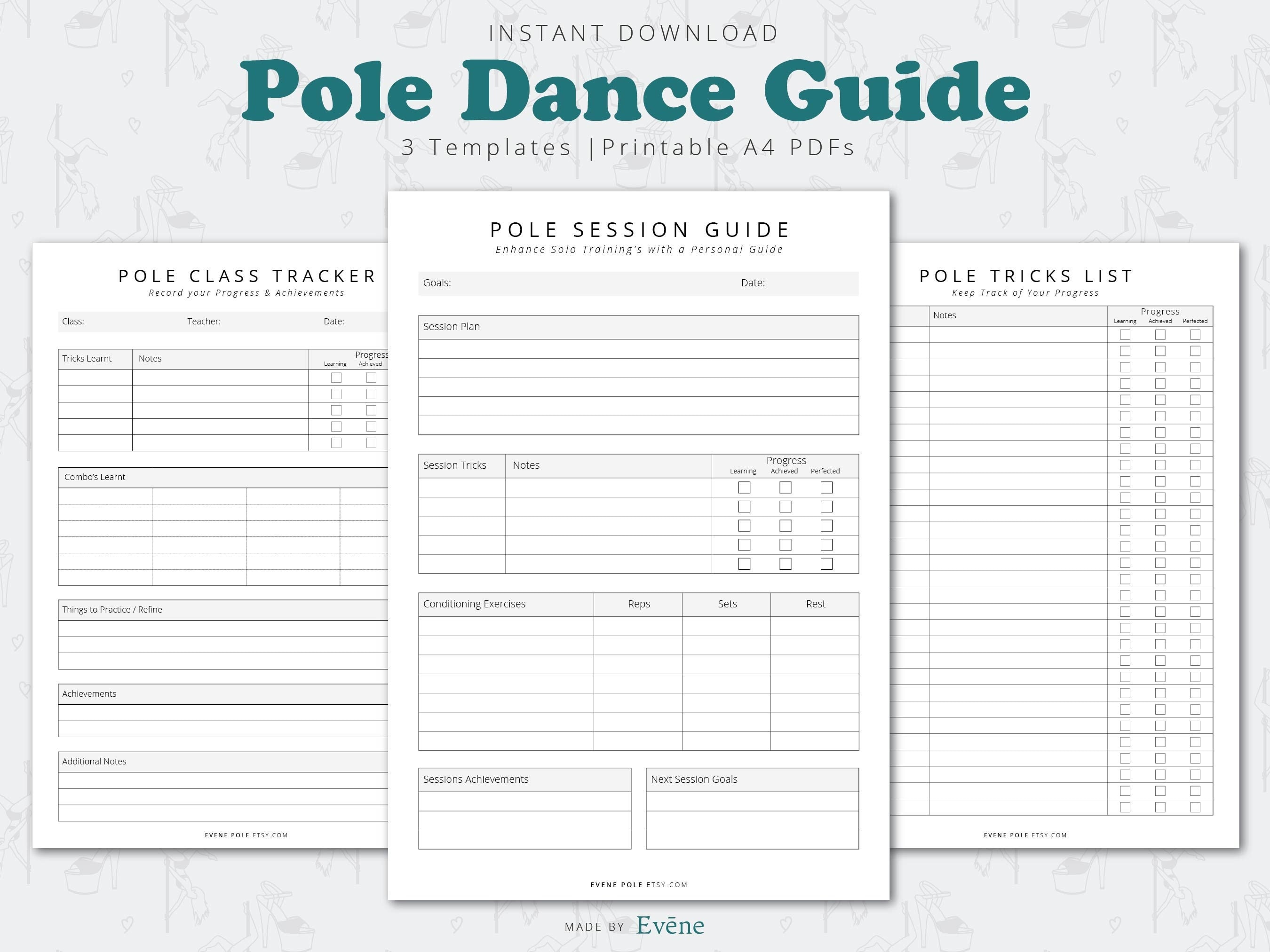 Pole Dance Progression Guides Pole Tricks List Pole Class Tracker