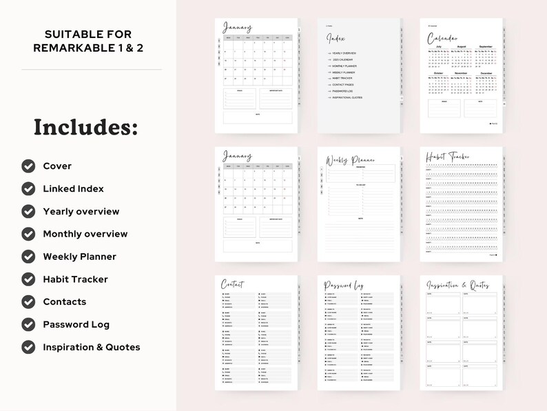 Remarkable 2025 Calendar & Weekly Planner | Weekly, Monthly and Yearly ...