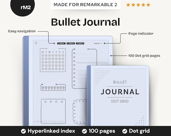 Bullet Journal for Remarkable 2 & Paper Pure with 100 Dot Grid Notebook pages | Hyperlinked Index | Undated e-ink template