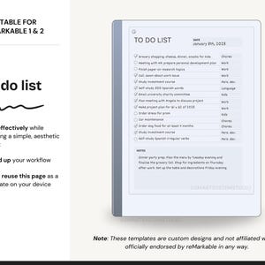 To Do List Template for Remarkable 2, Checklist With Notes and Labels ...