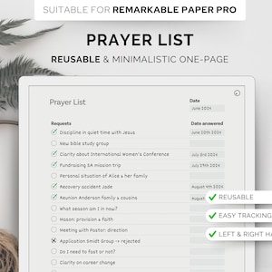 Gebetsliste für Remarkable Paper Pro | Verfolge Gebete in deiner ruhigen Zeit mit Gott