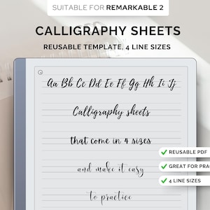Handlettering & Kalligraphie Übungsblatt für die Remarkable 2