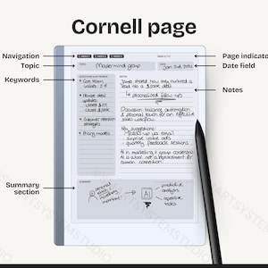 Cornell Notes Digital Notebook for Remarkable 2 & Paper Pure | Note ...