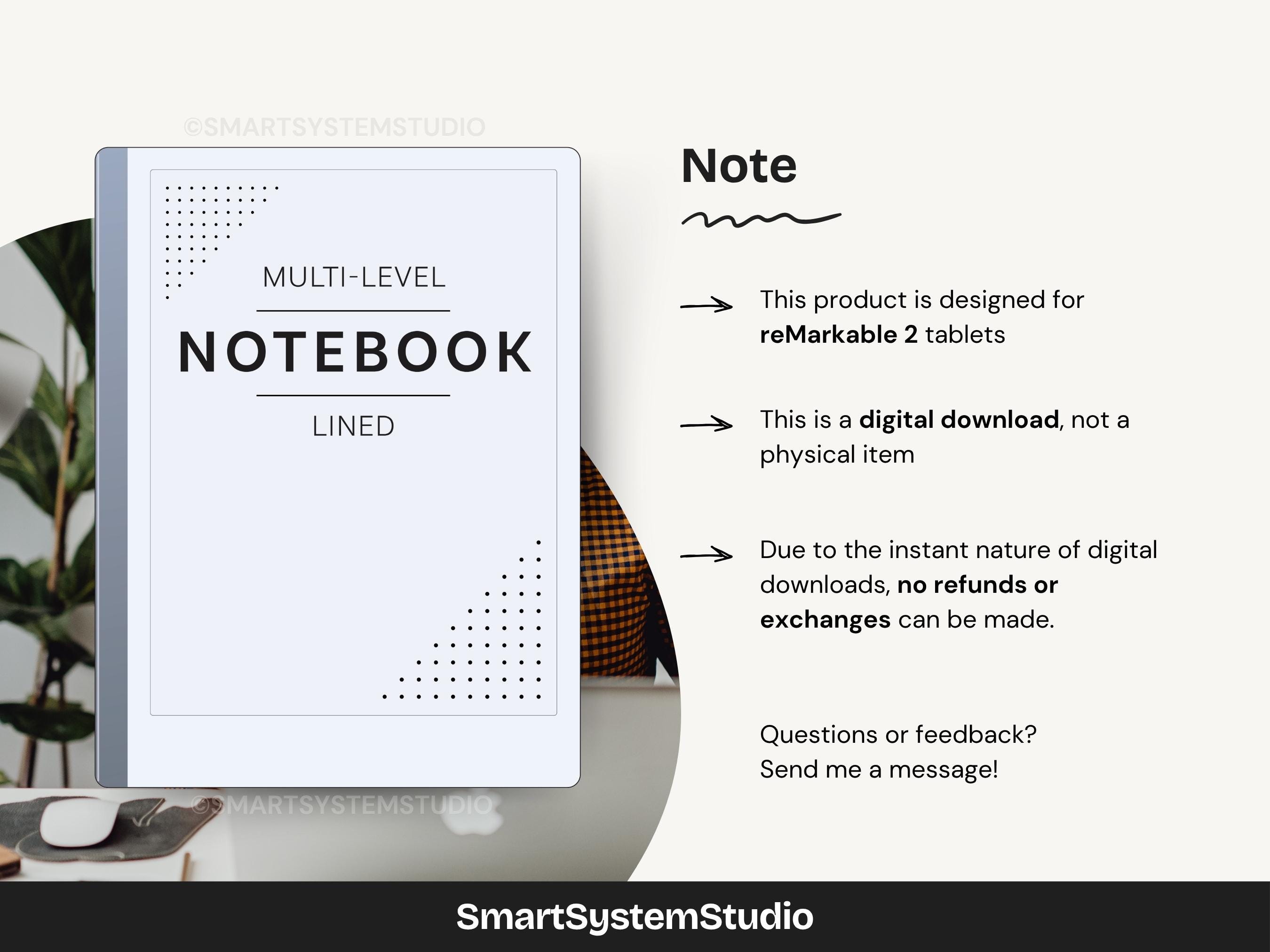 Multi-sectioned Medium Lined Notebook Template for Remarkable 2 & Paper ...