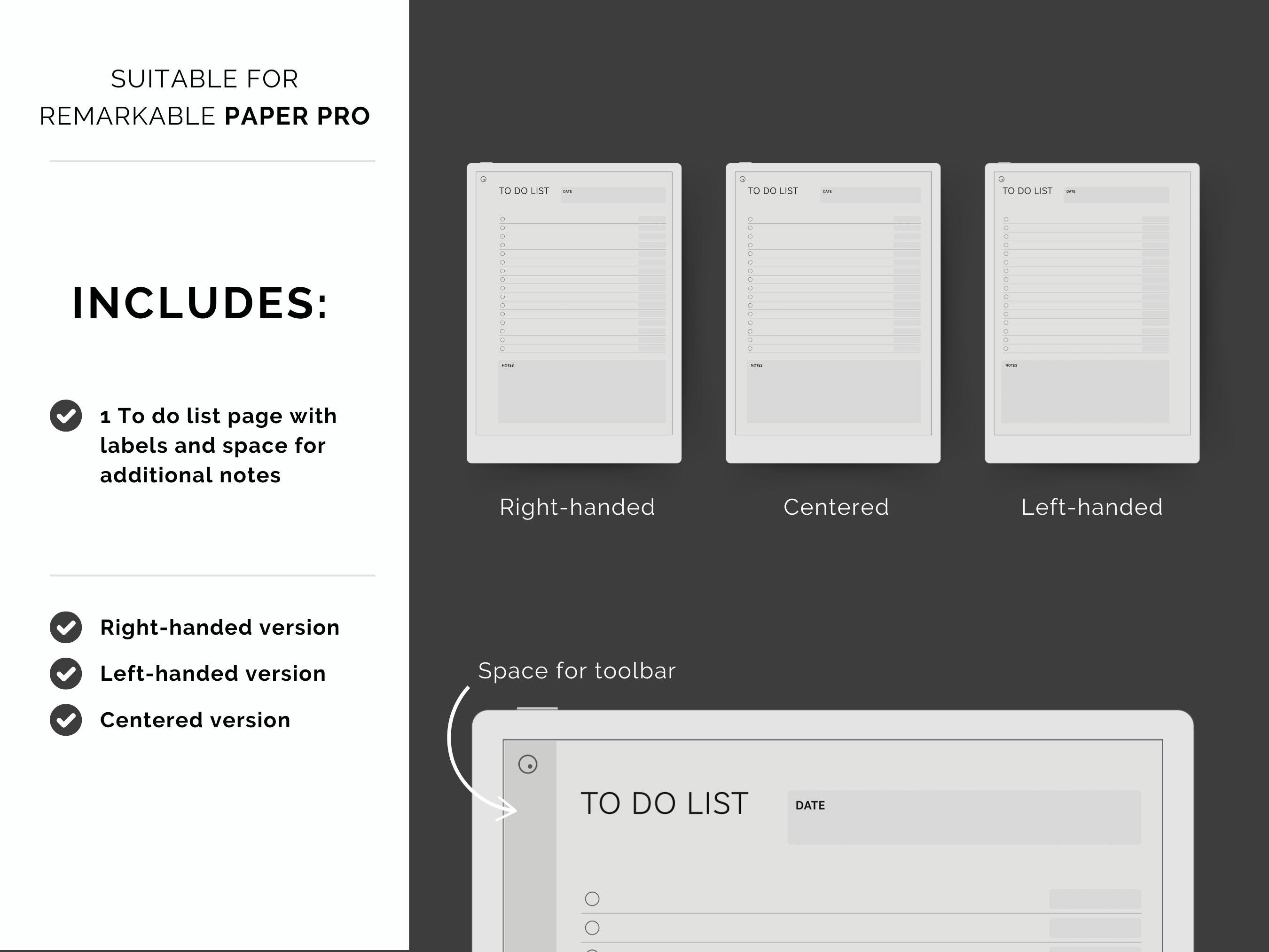 To Do List Template for Remarkable Paper Pro, Checklist Task Tracker ...