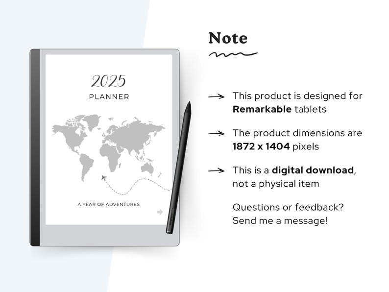 2025 Calendar & Week Planner for Remarkable | Monthly, Yearly Overview ...