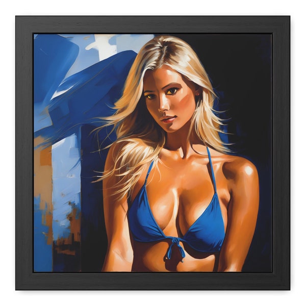 Blonde Bikini Model Painting Digital Download Blonde Model Art Print Portrait Painting of Young Woman Instant Download Wall Decor