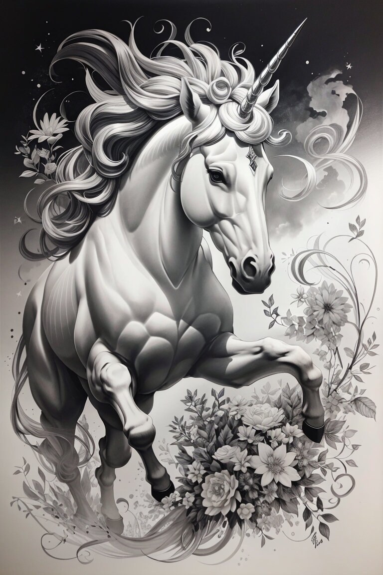 Beautiful Unicorn Coloring Pages - Etsy