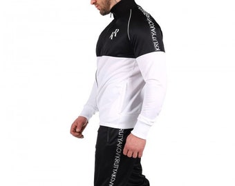 Survêtement style de vie actif noir blanc, costume de sport personnalisé, vêtements de sport grande taille, ensemble de survêtement personnalisé, ensemble de survêtement de sport monochrome