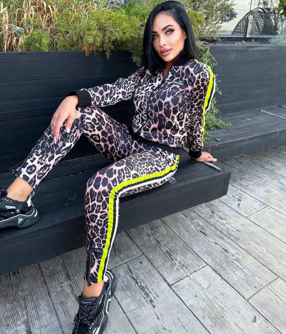 Sweat Suit Tiger Print Tracksuit Leopard Print Tracksuit Women