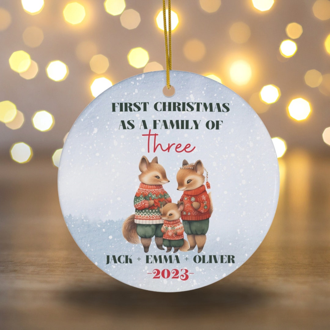 Personalized First Christmas as a Family of Three Ornament Cute Family ...
