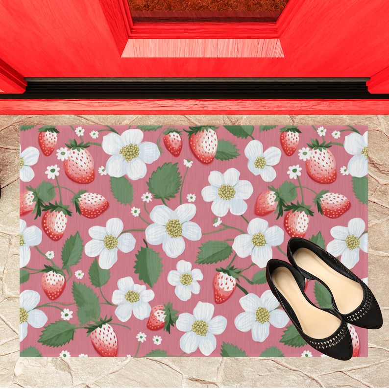 Strawberry Rug Cute Indoor/outdoor Rug Rug for Teen Etsy