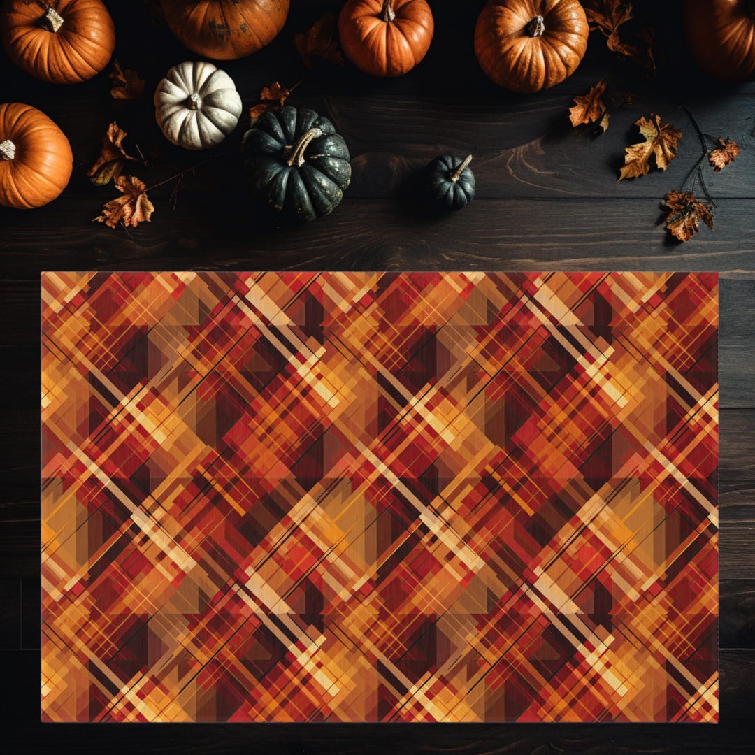 Fall Plaid Outdoor Rug: Autumn Porch Decor - Etsy