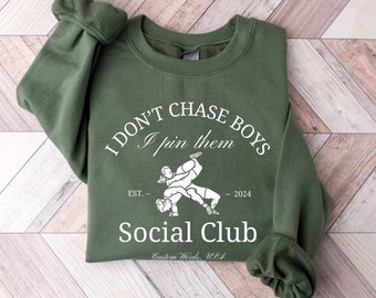 Custom Girl Wrestler Sweatshirt | Funny Personalized Wrestling Pullover | Wrestling Social Club Sweater | Team Hoodie