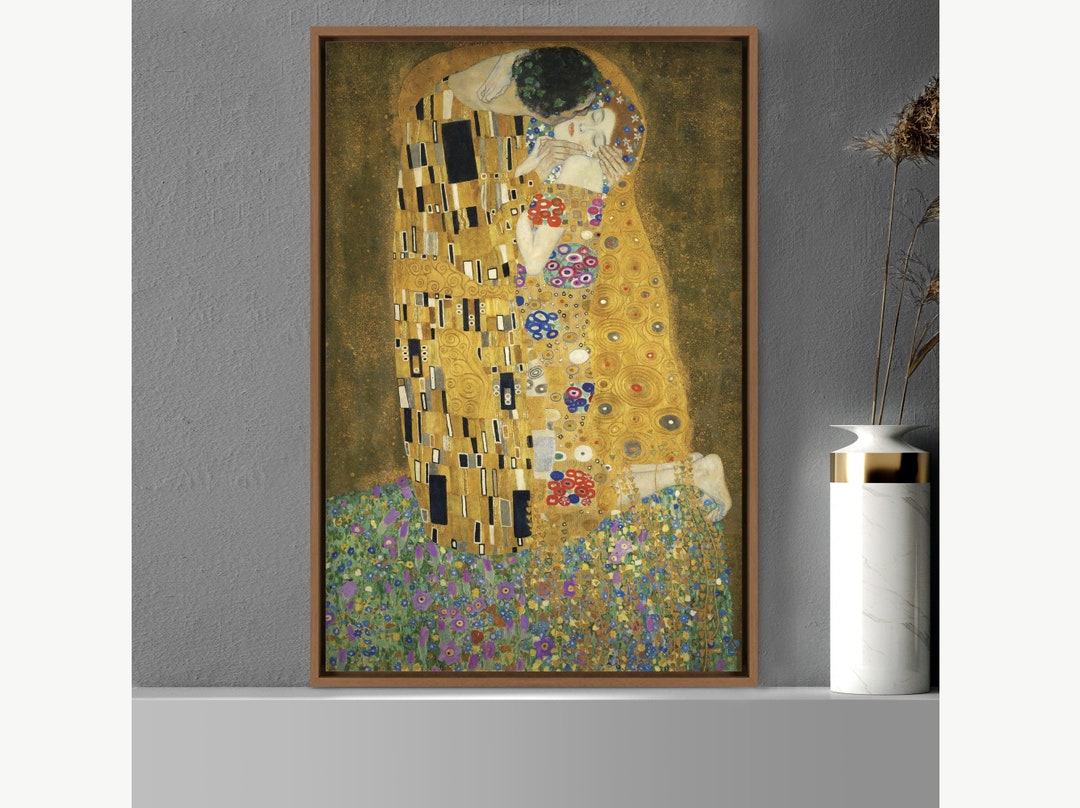 The Kiss by Gustav Klimt, Framed Canvas Print Wall Art Famous Art ...