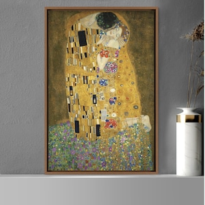 The Kiss by Gustav Klimt, Framed Canvas Print Wall Art Famous Art, Frame Large Wall Art, Vintage Art, Gift, Living Room Wall Decor