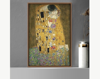 The Kiss by Gustav Klimt, Framed Canvas Print Wall Art Famous Art, Frame Large Wall Art, Vintage Art, Gift, Living Room Wall Decor