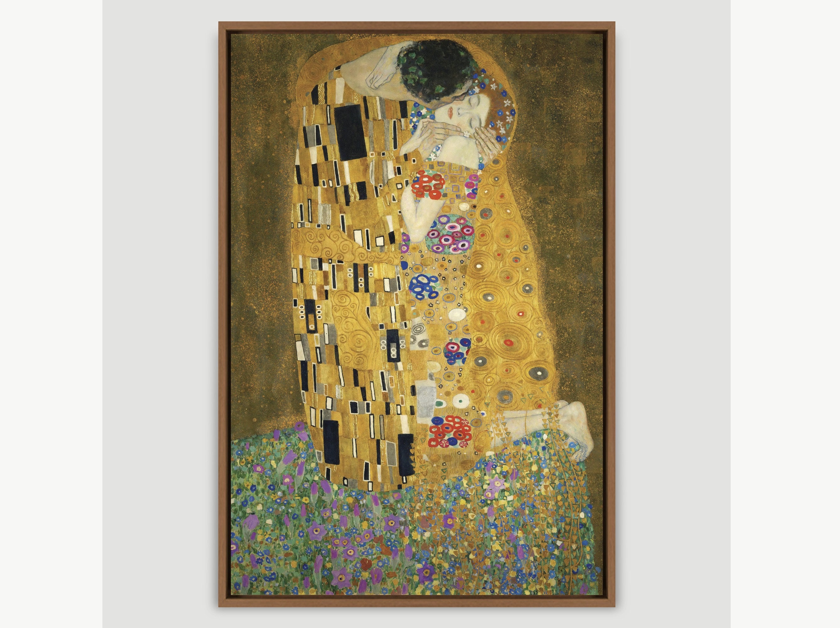 The Kiss by Gustav Klimt, Framed Canvas Print Wall Art Famous Art ...