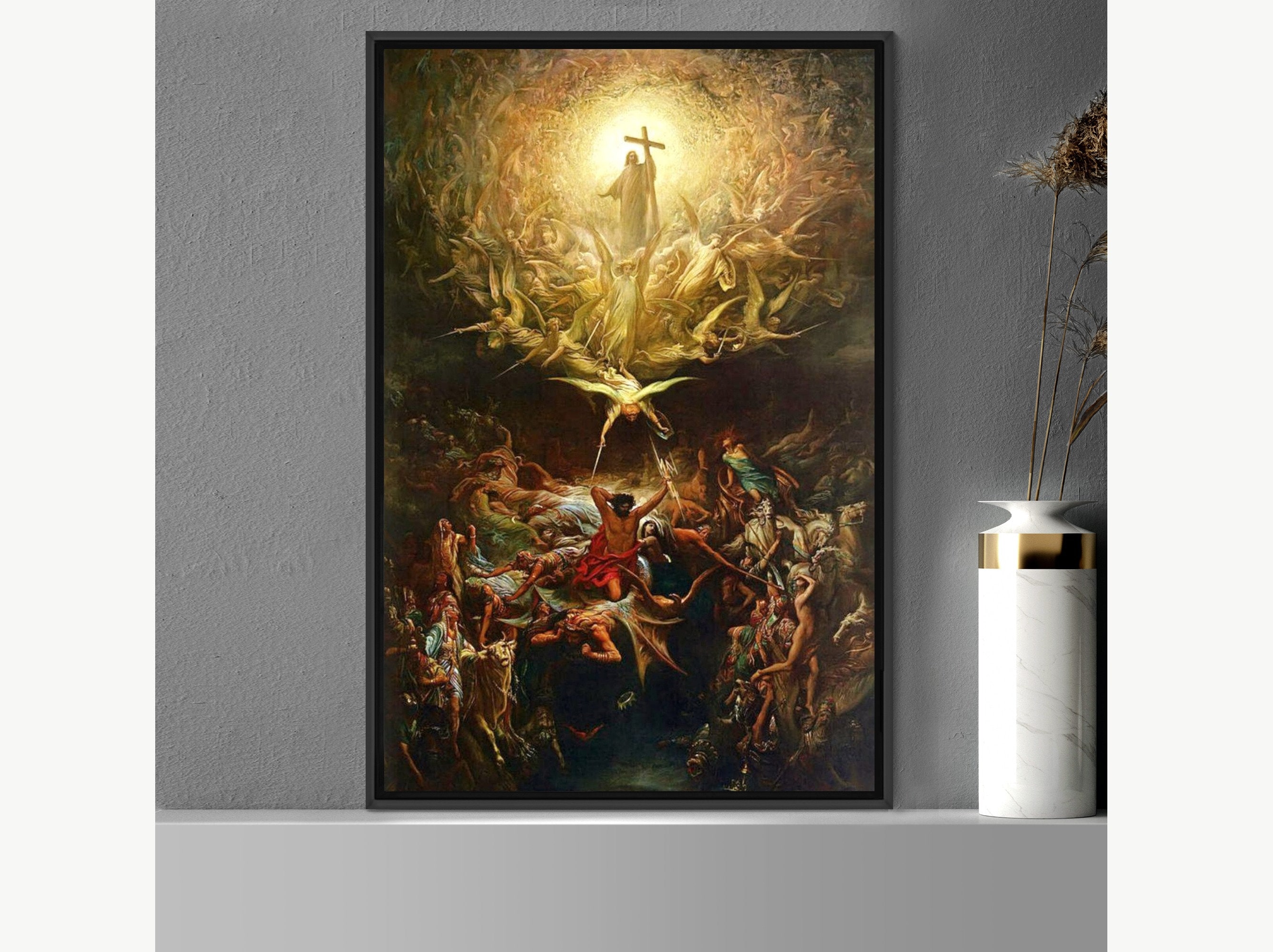 宗教画　限定100 Edition3 lithograph The Triumph of Christianity Over Paganism by Gustave Dore, Canvas