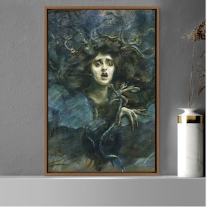 Medusa by Alice Pike Barney, Framed Canvas Print Wall Art Famous Art, Frame Large Wall Art, Vintage Art, Gift, Living Room Wall Decor