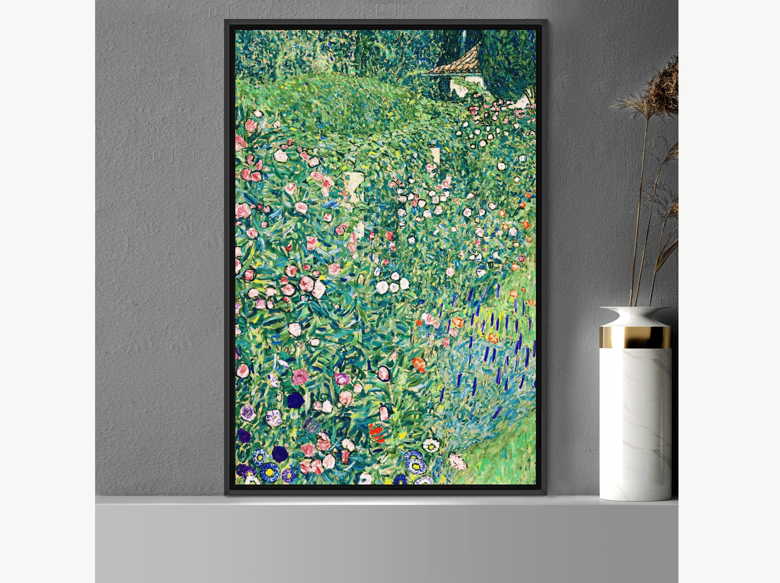 Gustav Klimt Italian Garden Landscape, Framed Canvas Print Wall Art ...