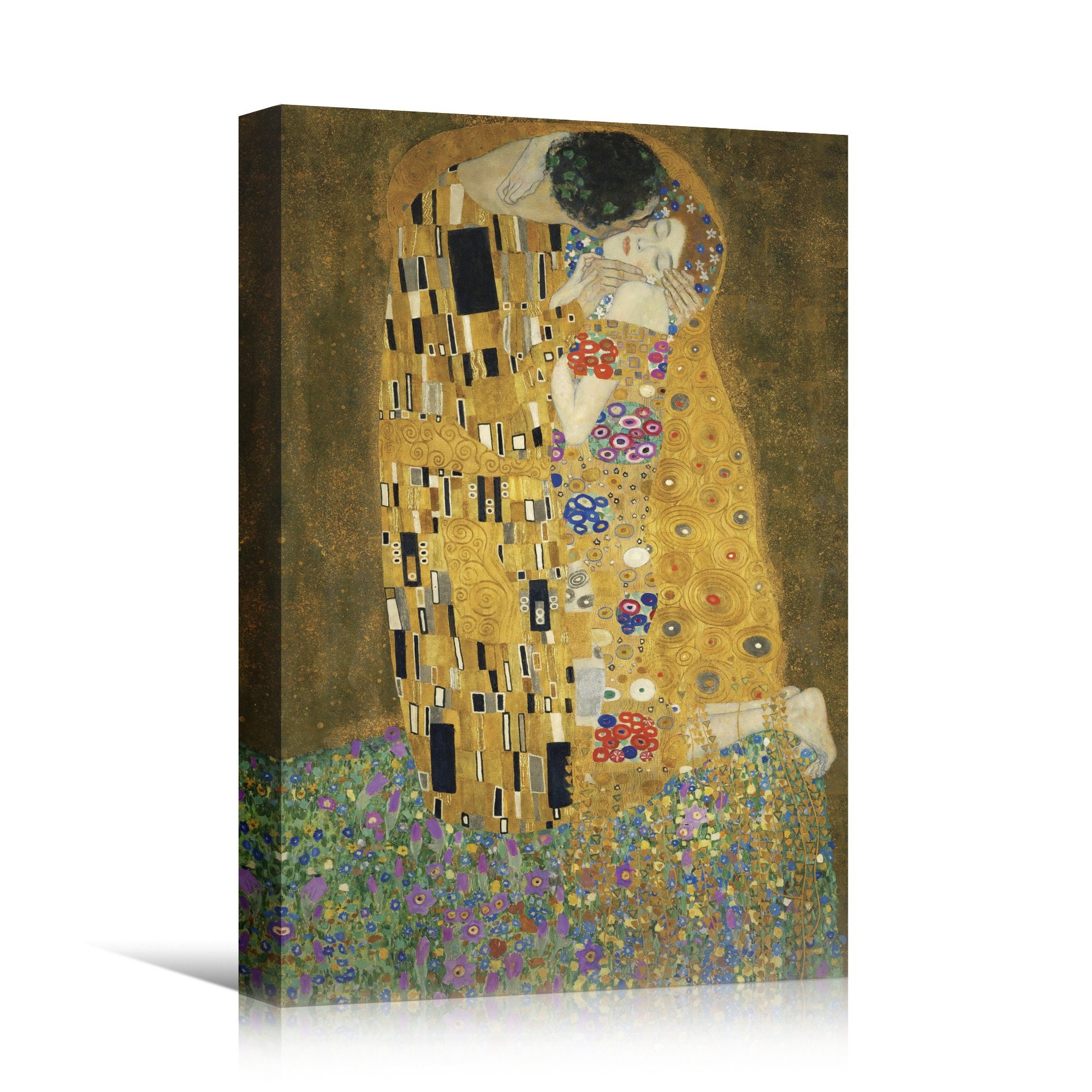 The Kiss by Gustav Klimt, Framed Canvas Print Wall Art Famous Art ...
