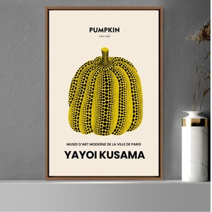Framed Canvas Print Japanese Pumpkin Yayoi Kusama Nature Wilderness Illustrations Fine Art, Frame Large Vintage Wall Art, Gift, Wall Decor
