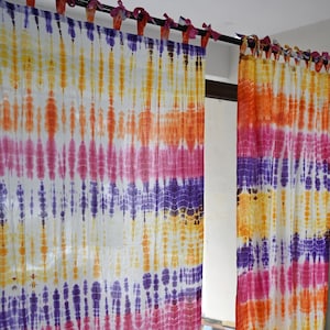 Boho Curtain, Cotton Curtain 2 Panel Set, Bohemian Shibori Curtain Drapes, Countryside Style Drapery, Curtains for Living Room and Bedroom,