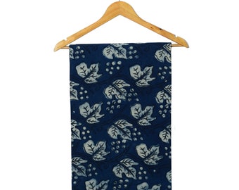 Boho Natural Dye Textile By the Yard Fabric, Bohemian Indigo Dabu Block Printed Cotton Fabric