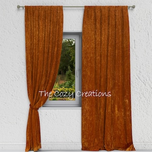 Cinnamon Extra Wide Velvet Curtains for Livingroom and Bedroom, Heavy Velvet Drapes, Farmhouse Curtain Panels, Blackout Extra Long Curtains