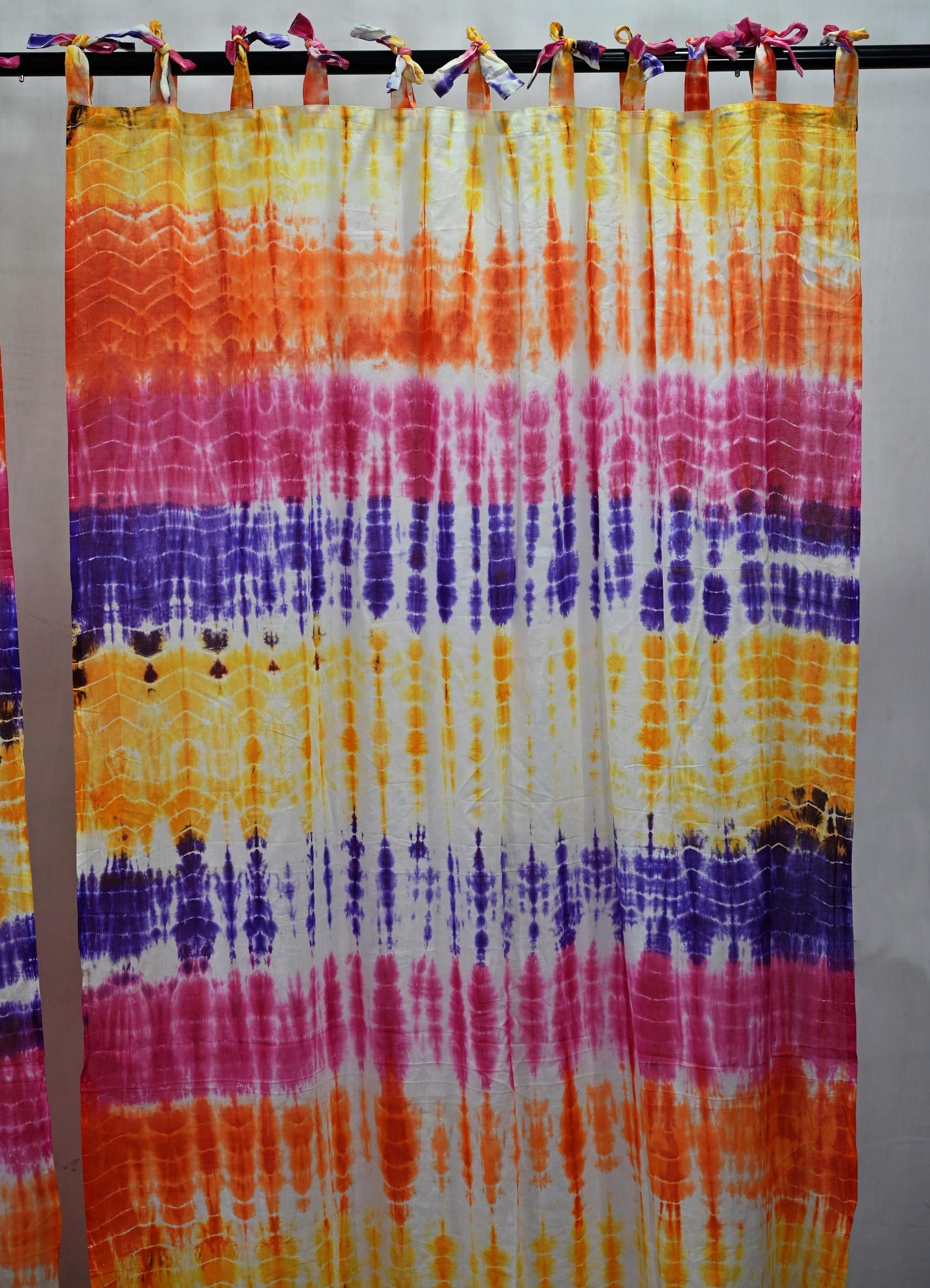 Boho Shibori Tie Dye 100% Cotton Curtains, Sheer Light Filtering Panel