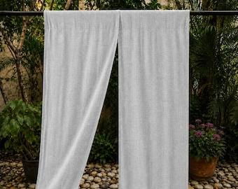Cortina Noren de linho e algodão branco, estilo boho japonês, divisória de ambientes, tamanho personalizado (com bolso para varão)