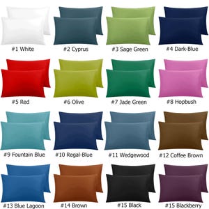 Set of 2 Cotton Bedding Pillow Cover | Zippered Body Pillow Case | Custom Bed Pillows | Solid Plain Soft Cushion Cover | Bedding Pillowcase