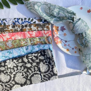 Block Print Cotton Napkins | Handmade Table Linen | Boho Dining Decor | Eco Friendly Kitchen Textile