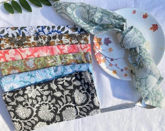 Block Print Cotton Napkins | Handmade Table Linen | Boho Dining Decor | Eco Friendly Kitchen Textile
