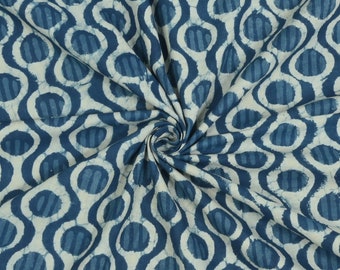 Indigo katoenen stof met handblokprint, naaien en knutselen op maat gesneden
