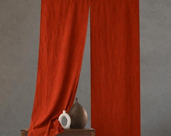 Cortinas Noren japonesas em algodão 100% terracota natural, estilo boho, feitas à mão, para divisórias de ambientes, com bolso para varão, ideais para cozinhas e cafés.