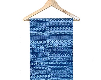 Tela de algodón con estampado de bloques índigo: Estampado Dabu natural, material de costura