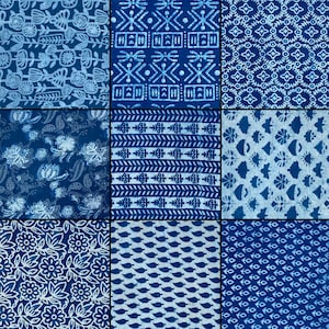 Cotton Indigo Blue Fabric Hand, Dyed Dressmaking Soft Fabric, 100% Cotton Fabric Natural Vegetable Hand Dyed Dabu Fabric By The Yard
