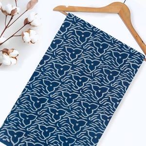 Indigo Blue Floral Cotton Fabric | Boho Block Print Fabric by the Yard | Sewing, Home Decor, Quilting Material, Indian Block Print Fabric