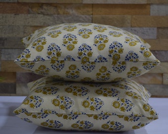 Funda de cojín de algodón con estampado a mano / Funda de almohada estilo boho para sala de estar, dormitorio, decoración de cafetería