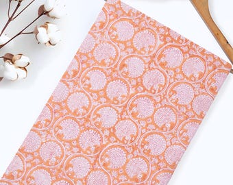 100% Cotton Floral Hand Block Printed Fabric, Indian Block Printed Quilting Cotton, Dress Making Fabric, DIY Crafting Fabric By the Yard