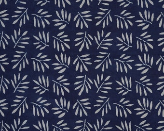 Tela de algodón azul índigo, costura a mano con bloques, tela para correr, material de vestir de algodón hecho a mano, tela floral para ropa de mujer cortada a medida