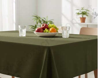 Mantel de algodón liso, mantel de estilo rústico, mantel rectangular lavable, decoración de cocina moderna y neutra.
