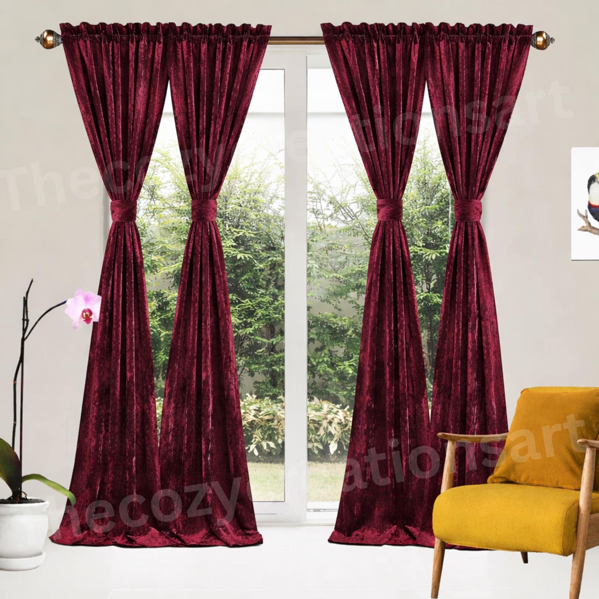 Red velvet curtains - Etsy 日本