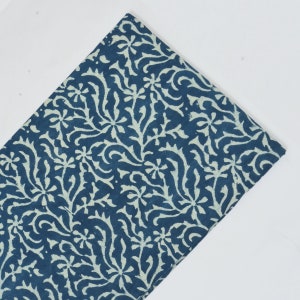 Indian Indigo Cotton Fabric by the yard Block Print Floral Fabric Womens Dress Fabric Summer Clothing Fabric Quilting Sewing Fabric Supplies