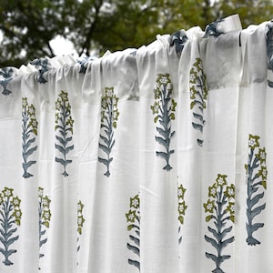 Hippie Home Decor Cotton Curtains, Indian Hand Block Print Curtains, Living Room Drapes, Kitchen Short Valances, Custom Floral Window Decor